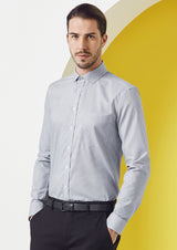 Mens Jagger L/S Shirt in Silver, Size 3XL, featuring modern collar, chest pocket, and wrinkle-resistant fabric.