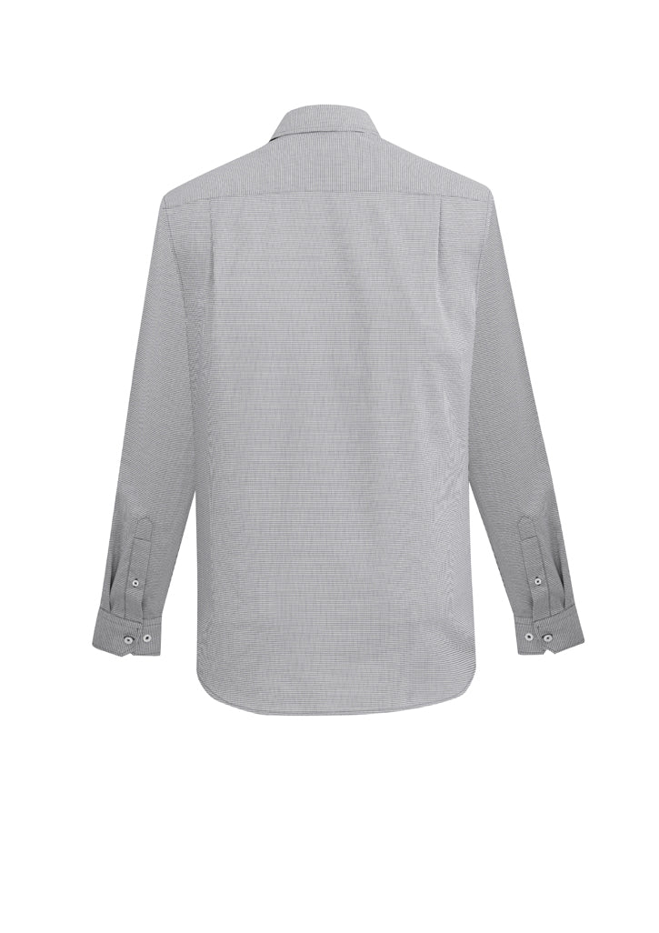Mens Jagger Long Sleeve Shirt in Silver, 2XL, features modern design, chest pocket, and wrinkle-resistant fabric for style and comfort.