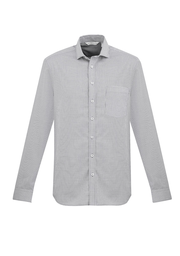Stylish silver Mens Jagger L/S Shirt in size 4XL, featuring modern collar, chest pocket, and wrinkle-resistant fabric.
