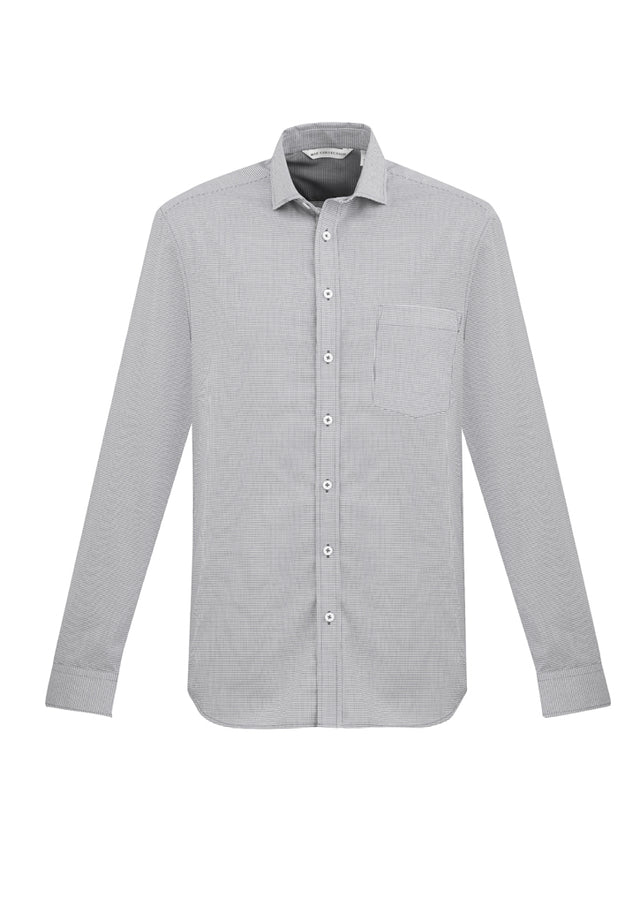 Stylish silver Mens Jagger L/S Shirt in size 4XL, featuring modern collar, chest pocket, and wrinkle-resistant fabric.