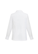 Elegant white Ladies Regent Long Sleeve Shirt in size 16, featuring 100% cotton, wrinkle resistance, and flattering design elements.