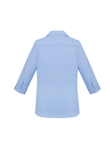 Ladies Regent blue short-sleeve shirt, size 12, featuring wrinkle-resistant cotton and flattering bust darts and waist shaping.