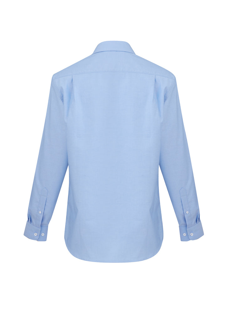 Men's Regent Long Sleeve Shirt in Blue, Size XL, features a modern collar and adjustable cuffs, crafted from wrinkle-resistant cotton.