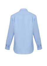 Men's blue Regent long sleeve shirt in 5XL, crafted from wrinkle-resistant cotton with a modern collar and chest pocket.