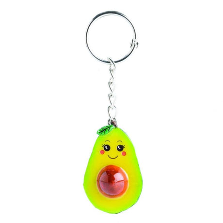 Set of 6 cute hand-painted avocado keychains with smiling faces, perfect for quirky accessories and gifts.