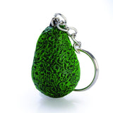 Set of 6 hand-painted avocado keychains, featuring smiling faces and playful designs, perfect for quirky accessories.