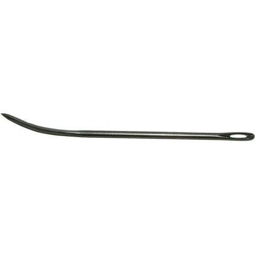 Curved 6-inch sewing needle for heavy-duty tasks, ideal for wool, leather, and upholstery projects.