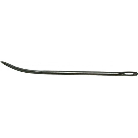 Curved 6-inch sewing needle for heavy-duty tasks, ideal for wool, leather, and upholstery projects.