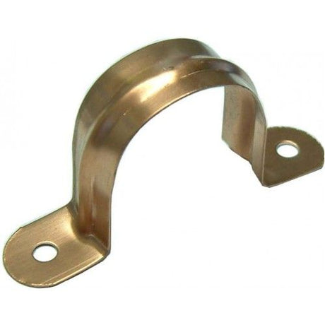 Durable 1/2" copper pipe saddles with two-screw fixings, ideal for secure plumbing in indoor and outdoor applications.