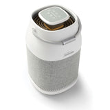Sleek white Fresh Protect™ Air Purifier with 360° air intake, UV light, and True HEPA filter for cleaner indoor air.
