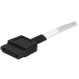 Internal Mini-SAS to SATA cable, 1m, connects SAS controller to 4 SATA drives for high-speed data transfer.