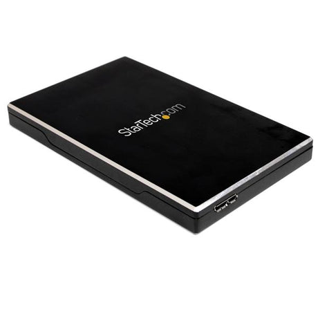 2.5-inch USB 3.0 SSD SATA hard drive enclosure in aluminum, enables fast data transfer and portable storage up to 1TB.