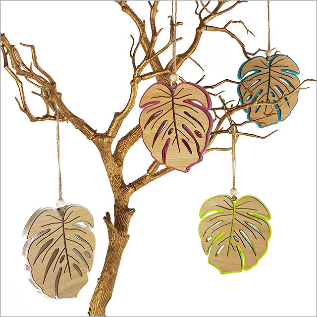 Hanging Ornament - Monstera Lime Green Satin Acrylic (104mm)