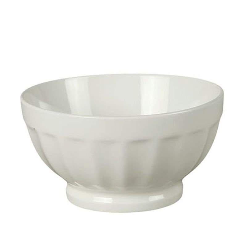 Set of 4 elegant ribbed white bowls (450ml) for stylish serving, perfect for soups, salads, or snacks.