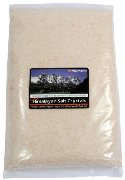 Bag of 2kg fine edible Himalayan salt, perfect for cooking, seasoning, and enhancing flavor in various dishes.