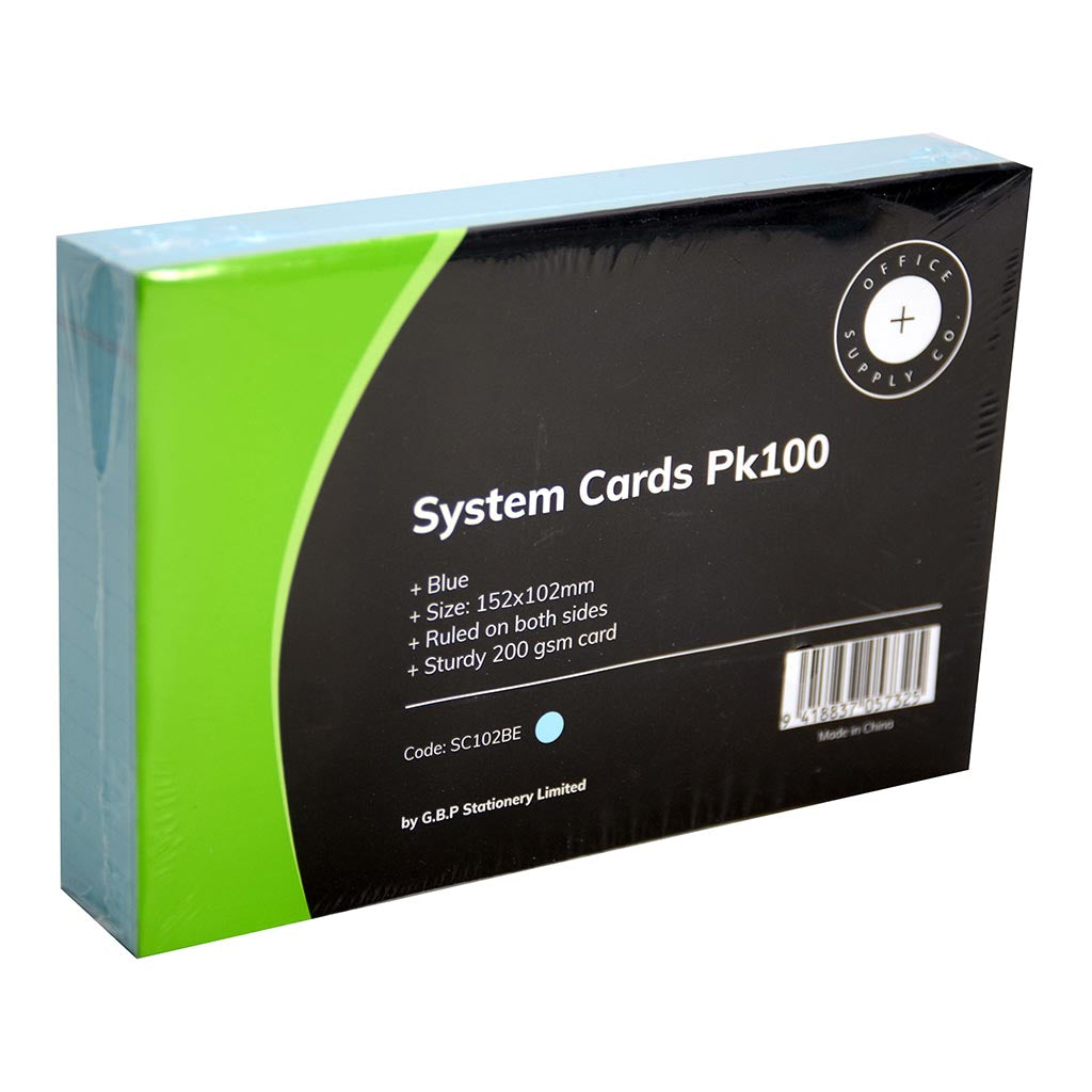 OSC System Cards 102 x 152mm Blue Pack 100