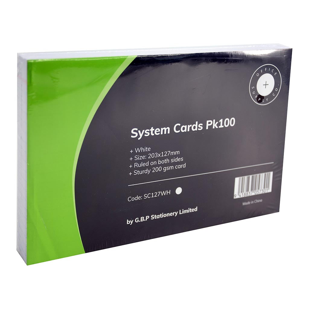 OSC System Cards 203 x 127mm White Pack 100