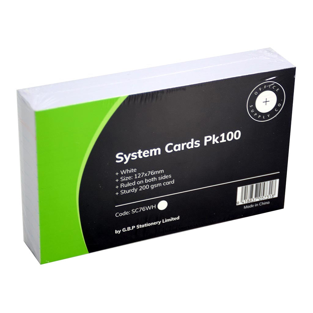 OSC System Cards 76 x 127mm White Pack 100