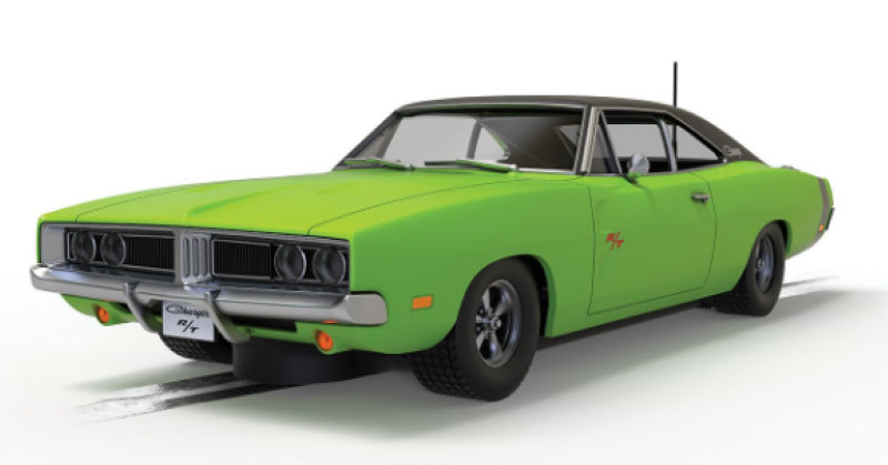 Dodge Charger RT in vibrant Sublime Green, showcasing classic muscle car design and performance for collectors and enthusiasts.