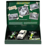 Alt text: "Limited edition Scalextric Jim Clark triple pack featuring intricately detailed slot cars celebrating the racing legend."