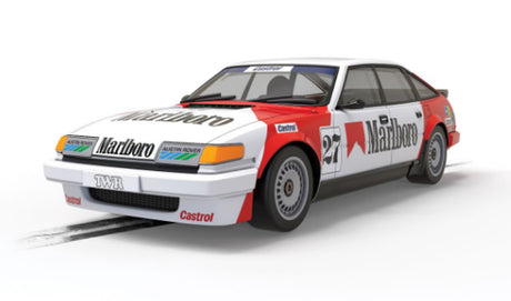 Detailed replica of the 1985 Rover SD1 French SuperT, celebrating Jean-Louis Schlesser’s Supertourisme victory.