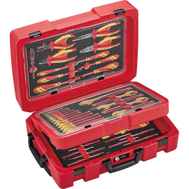 Teng 56pc Mecca Pro TC-9 EVA Tool Kit in a durable case with 1000V insulated tools, ideal for professionals and DIY tasks.