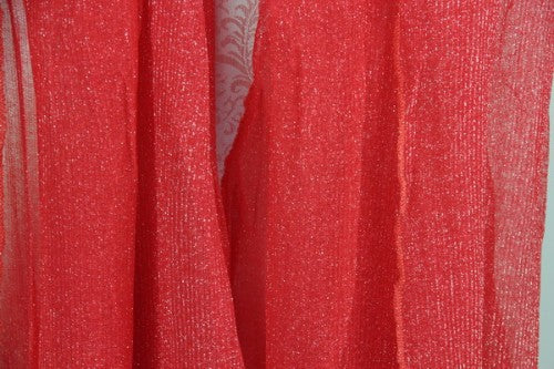 Vibrant red Soft Pleat Lurex fabric with shimmer, ideal for home decor and upholstery projects, measuring 165-180x50-55cm.
