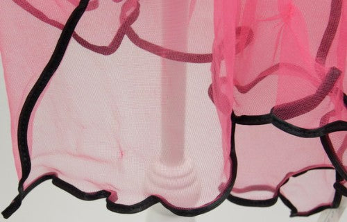 Lightweight cerise chiffon net scarf with satin edge, 190x75cm, perfect for elevating any outfit with style.