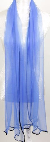 Cobalt chiffon net scarf with satin edges, 190x75cm, lightweight and versatile for any occasion.