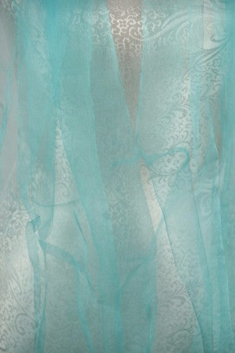 Fine 100% Silk Wrap in AQUA, 180cm x 70cm with 10cm tassel, perfect for adding luxury and style to any outfit.