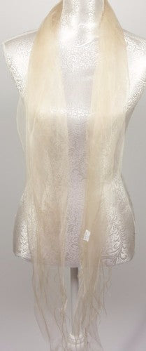Luxurious cream 100% silk wrap measuring 180cm x 70cm with 10cm tassels, perfect for elevating any outfit.