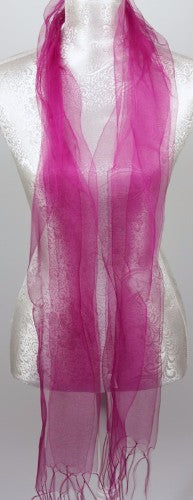 Luxurious fuchsia 100% silk wrap, 180cm x 70cm with 10cm tassel, ideal for casual or formal wear.