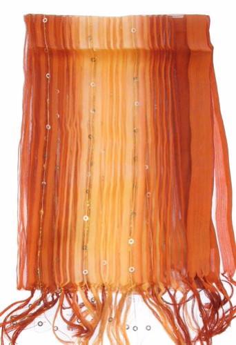 Elegant striped silk/cotton scarf, 166x55cm with 10cm fringe, blending luxury and comfort for versatile styling.