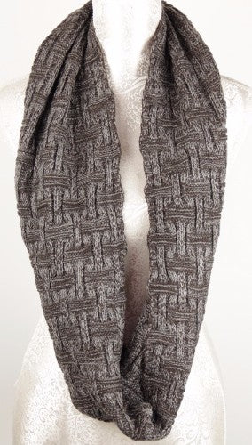 Warm grey Weave Snood Scarf made from 100% acrylic, measuring 30 x 55cm, perfect for stylish winter layering.