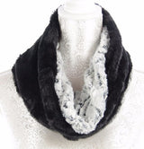 Rose Design Fur Snood in faux fur with elegant rose pattern, 30 x 80cm, perfect for stylish warmth in cold weather.