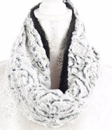 Elegant rose-patterned faux fur snood, 30 x 80cm, perfect for warmth and style during fall and winter.