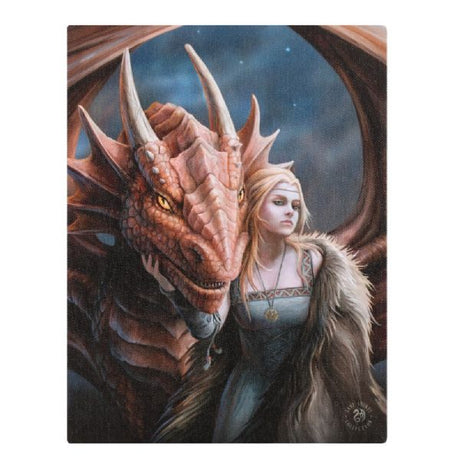Small canvas art by Anne Stokes featuring intricate dragon design, depicting the theme of friendship and rivalry.