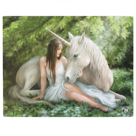 Small canvas plaque 'Pure Heart' by Anne Stokes, featuring enchanting artwork symbolizing love and serenity, ideal for any decor.