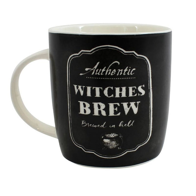 Ceramic Witches Brew Box Mug with enchanting design, perfect for magical drinks and gifting, H:9cm, W:8cm, D:8.5cm.