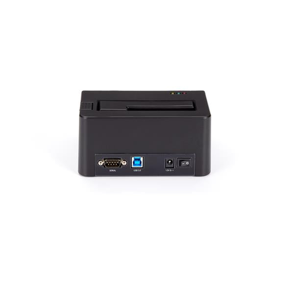 Standalone hard drive eraser dock for securely wiping SATA SSDs and HDDs, supports 2.5"/3.5" drives with 9 erase modes.