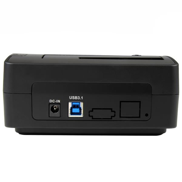 USB 3.1 single-bay dock for 2.5"/3.5" SATA SSD/HDD with 10Gbps data transfer, supports up to 6TB, easy to use.