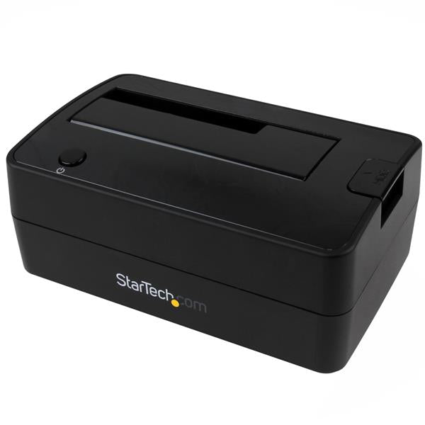 USB 3.1 single-bay dock for 2.5/3.5 SATA SSD/HDD with 10 Gbps transfer speed, tool-free drive swapping, and 6TB capacity.