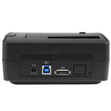 Drive docking station for 2.5"/3.5" SATA drives with USB 3.1 and eSATA, featuring vertical insertion and easy ejection button.