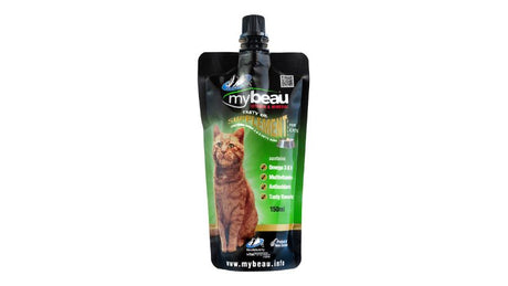 Bottle of My Beau Cat 50ml, a premium dietary supplement for cats, rich in omega fatty acids and B vitamins for optimal health.