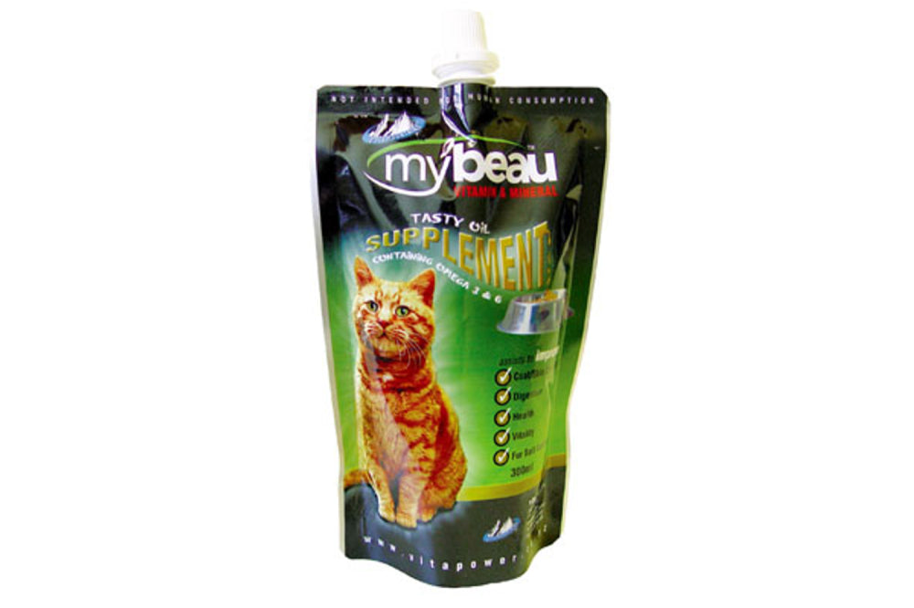 Premium My Beau Cat 300mL supplement for optimal skin, coat, immunity, and digestion in cats and dogs, with high palatability.