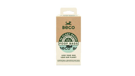 Beco Bags - Compostable, strong 20x33cm plant-based waste bags, certified home compostable, eco-friendly pet waste solution.