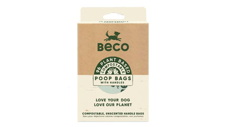 Eco-friendly Beco Bags, 18x33cm, compostable, strong, with handles—ideal for responsible pet waste management. Pack of 96.