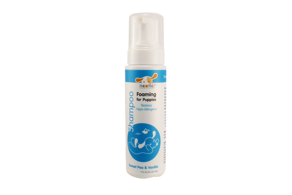 Nootie Foaming Puppy Shampoo in Sweet Pea & Vanilla, a 207mL waterless formula for gentle, effective pet grooming.