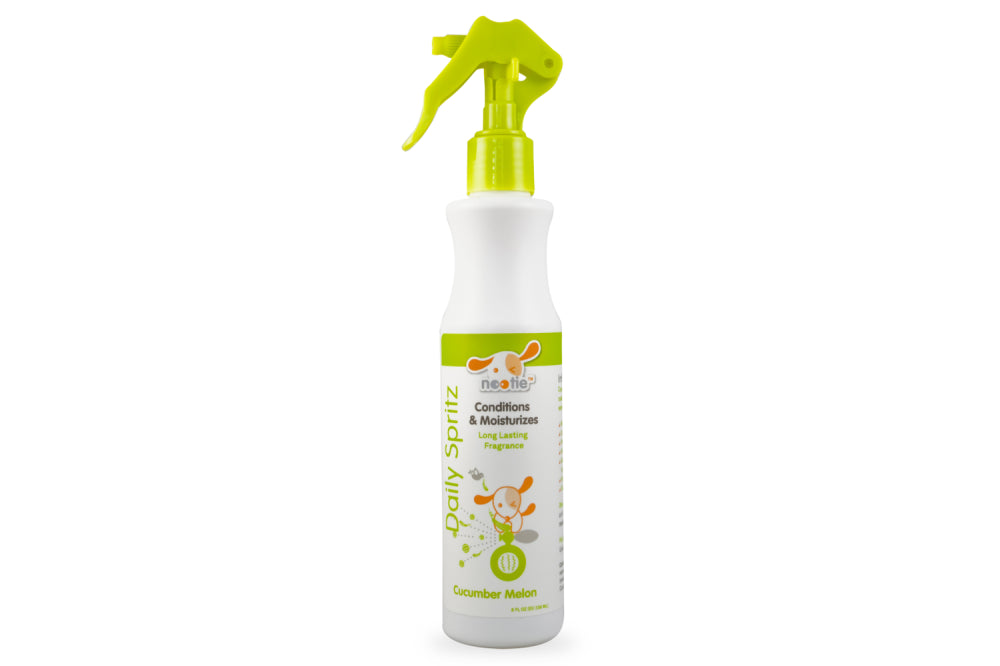 Nootie Daily Spritz in Cucumber Melon, a moisturizing pet spray for a fresh, shiny coat and healthy skin.