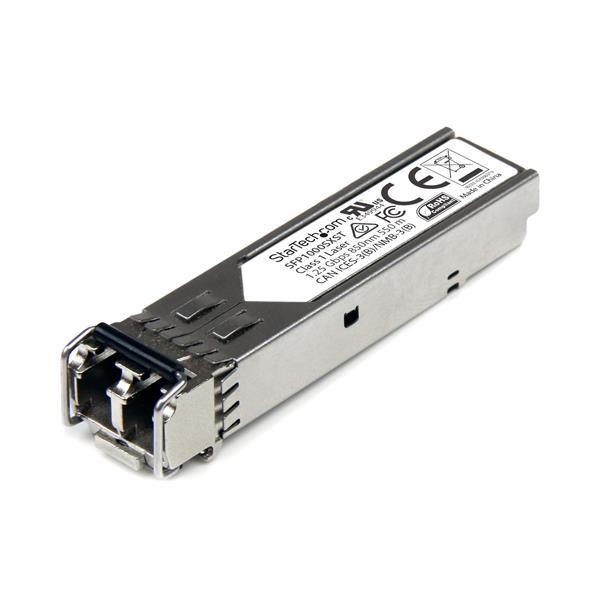 MSA compliant Gigabit Fiber SFP transceiver module for 1000BASE-SX, LC connector, 550 m range, hot-swappable design.